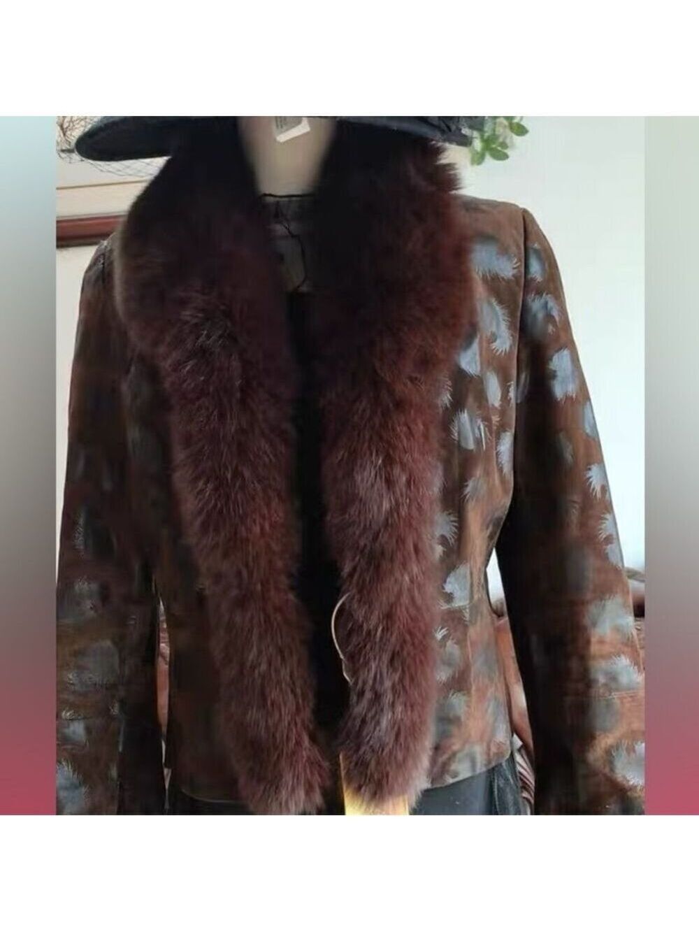 Elegant Vintage Brown Real Fur Leather Jacket/Blazer S - Picture 2 of 7
